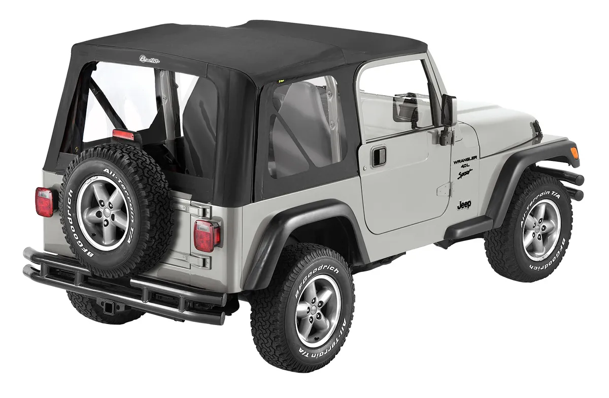 Replace-A-Top for OEM Hardware For Jeep 1997-2002 Wrangler TJ Clear Black Sailcloth No Door Skins Included Bestop product image