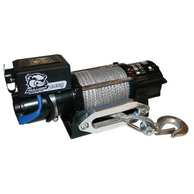 Bulldog Winch 4,400 LB Trailer/Utility Winch 50 Ft Synthetic Rope Hawse Fairlead Mount Plate Bulldog Winch