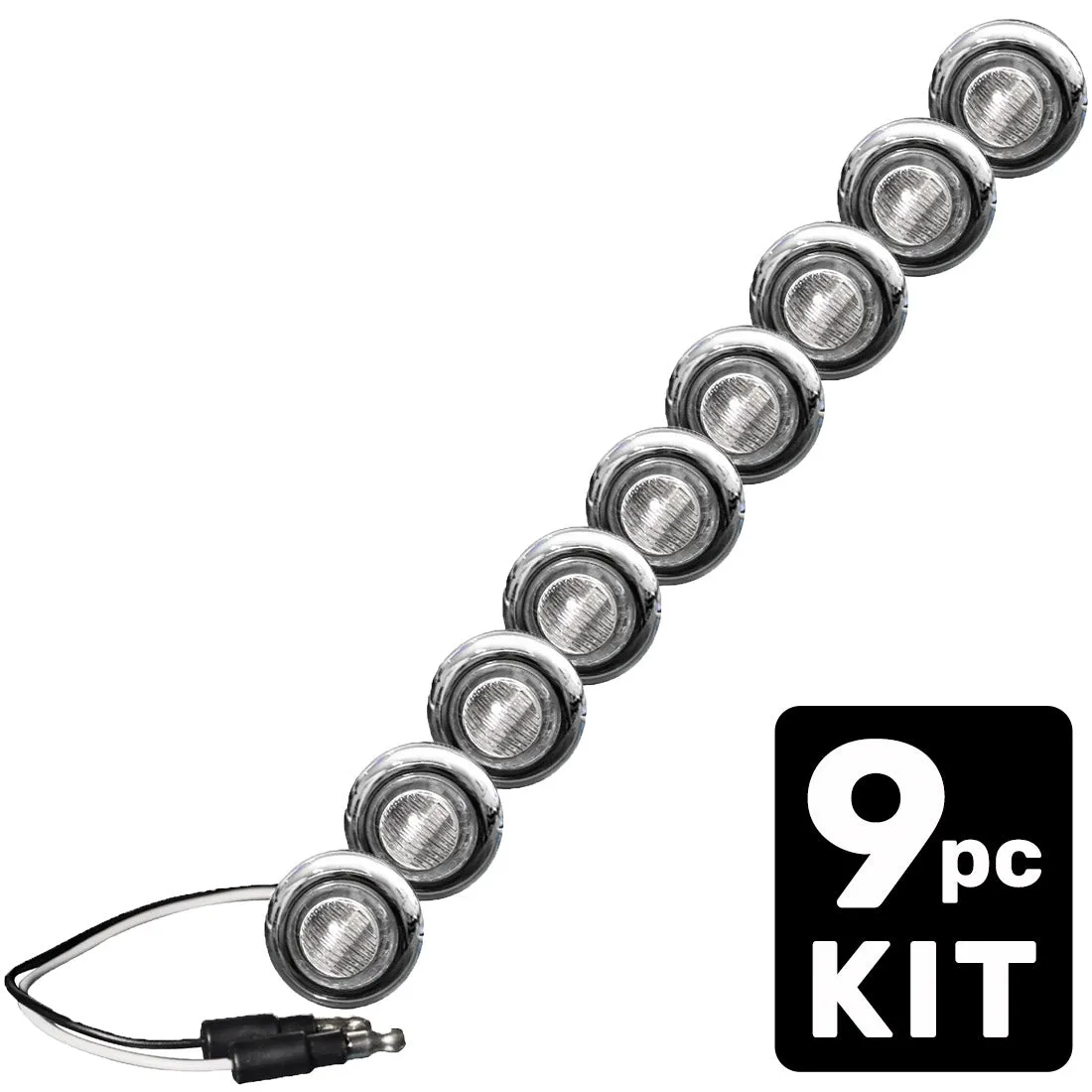 Universal Amber LED Front Lower Air Dam Light Kit with Smoked Lens and Black Bezel - 9pc Sequentially Connected LED Ligh product image