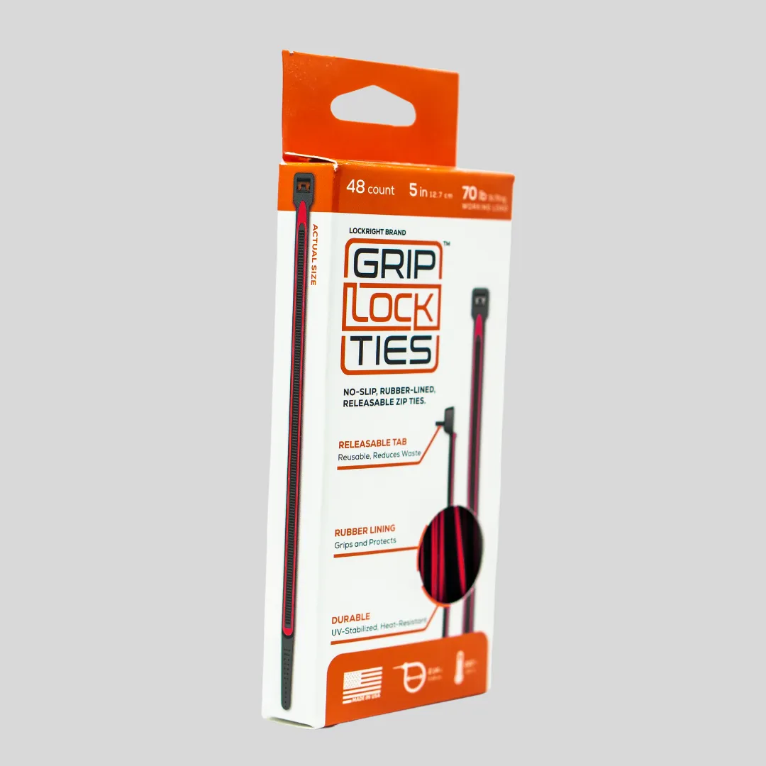 GripLockTies® 5" Rubber-Lined, Reusable Cable Ties - 48 Count product image