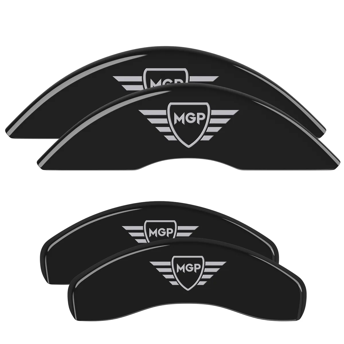 Front Set 2 Caliper Covers Engraved Front MGP Black Finish Silver Characters 2008-2019 Jeep Compass MGP Caliper Covers product image