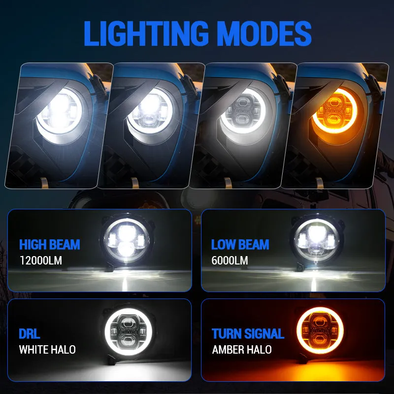 "9"" Jeep JL JT LED Halo Headlights with Turn Signals for 2018-2026 Wrangler & Gladiator" product image