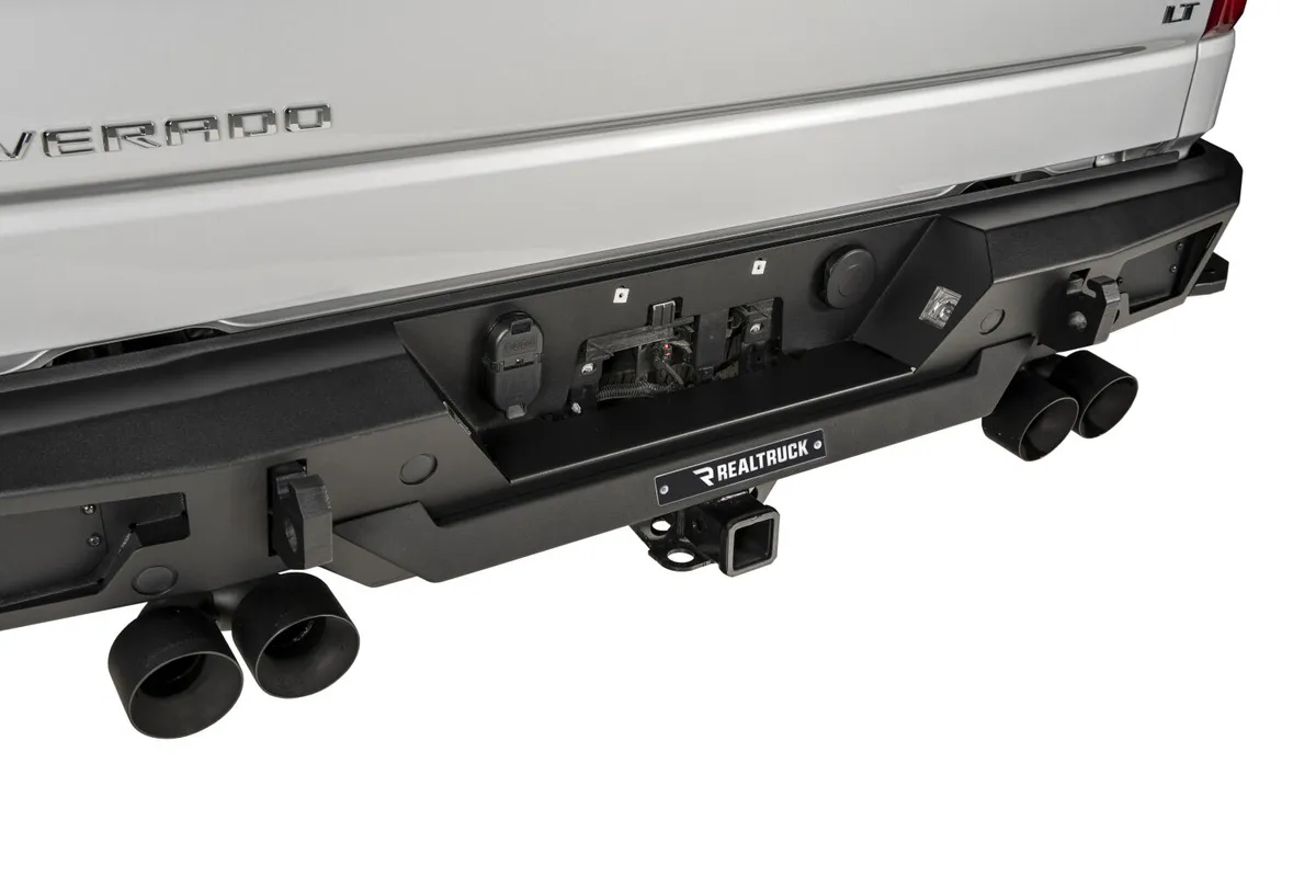 19c Silverado Reuses Factory Hitch Plug & License Plate Lights Black Br20 Rear Bumper Replacement product image