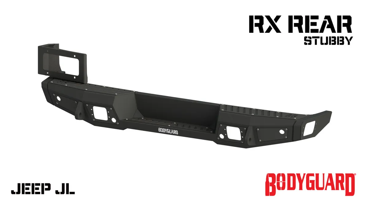 2018-2025 Jeep Wrangler JL Rear Bumper Sensor Cutouts Reverse Light Cutouts Texture Black Powdercoat Bodyguard Bumpers product image