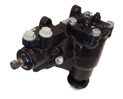 Borgeson All new 12.7:1 ratio power steering box. Steering box includes adapters to be able to use either O-ring or flare style hoses. Steering box uses a 3/4in.-30 spline input shaft and all pre-1977 cars require a new rag joint connector #990012.