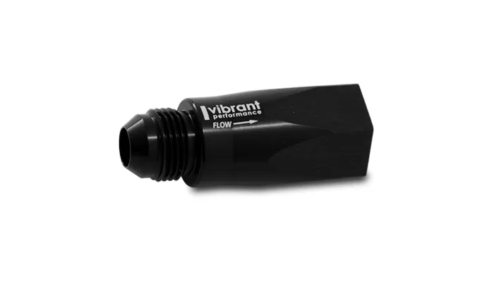 Ball Style Inline One Way Check Valve; -8AN Male; -8AN ORB Female; 6061 Aluminum; Black Anodized; product image