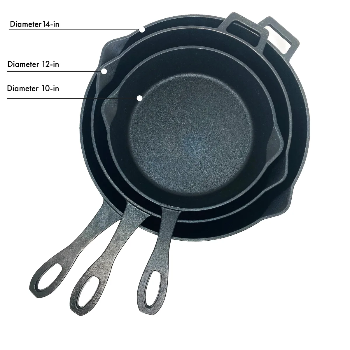 10-in, 12-in, and 14-in Cast Iron Skillet Set product image