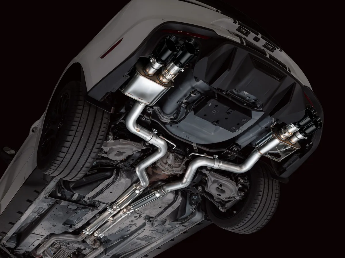 AWE Touring Edition Cat-back Exhaust for the '18-'23 S550 Mustang GT - Quad Chrome Silver Tips product image