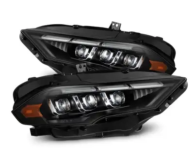 AlphaRex LED Projector Headlights Black w Activation Light Sequential Signal Switchback DRL