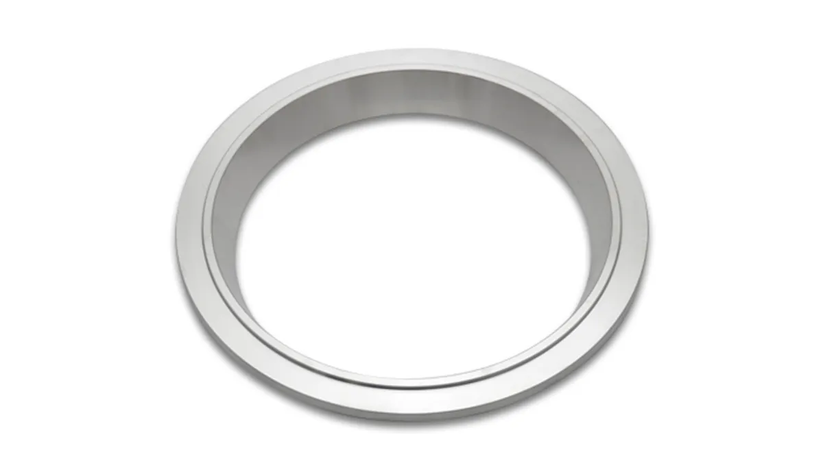 Stainless Steel Turbo Outlet Flange For Garrett Gt47 / Gtx47, Gt50 / Gtx50, Gt55 / Gtx55 With t4 Turbine Housing 130mm O.d. Flange, 115mm Diameter Mating Ring (Suits 4" O.d. Tubing) product image