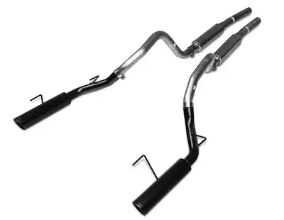Pypes Performance exhaust Cat Back Exhaust System 05-10 Mustang GT Split Rear Dual Exit 2.5 in Intermediate And Tail Pipe M80 Muffler/Hardware/4 in Black Tips Incl Natural Finish 409 Stainless Steel Pypes Exhaust