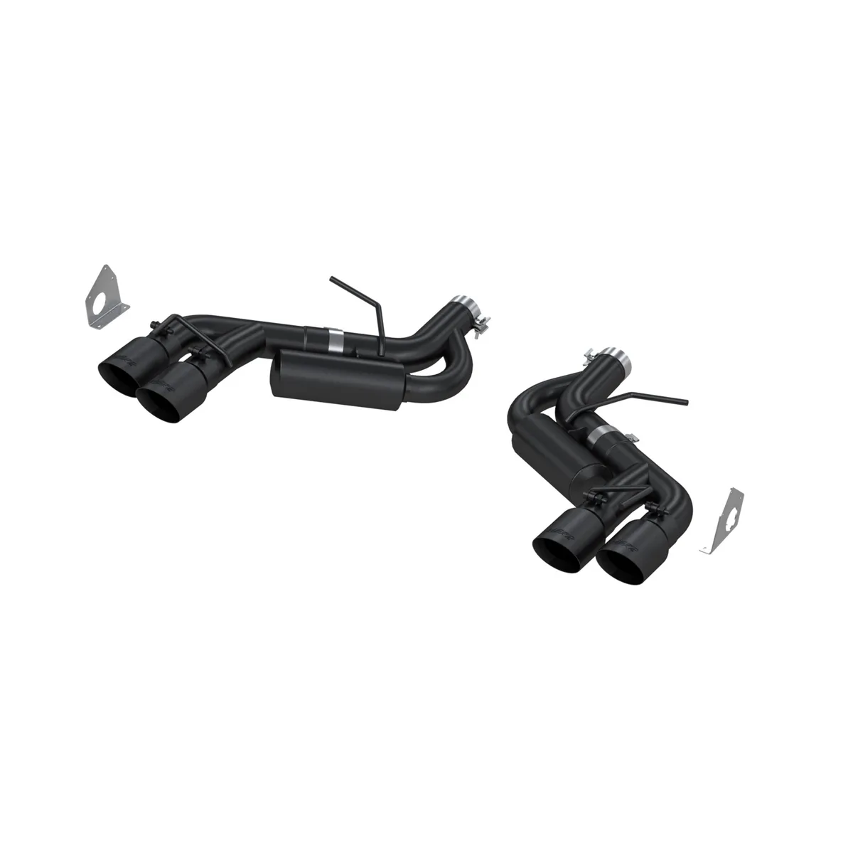 Armor BLK Axle Back Exhaust System; 3 in.; Incl. Ext. Pipe/Tailpipe/Hardware/Quad 4 in. Outlet Diameter Tips; Dual Split Rear Exit; Race Version; Black Coated; product image