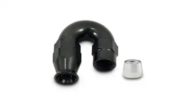 Vibrant Performance 180 Degree High Flow Hose End Fitting; -16AN; 6061 Aluminum; Black Anodized; For PTFE Lined Hose;