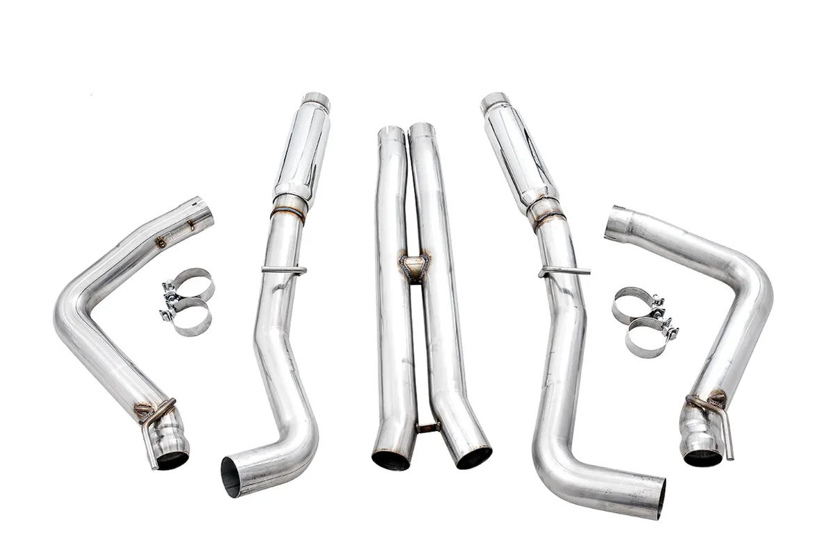 AWE Track Edition Exhaust for 15+ Challenger 6.4 / 6.2 SC - Chrome Silver Quad Tips product image