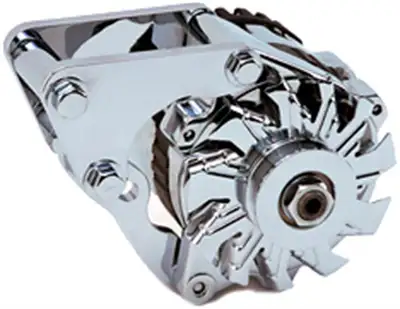 Power Master Snug Mount Alternator Kit; Incl. 100 Amp Alternator; Pulley; Bracket; 1 Wire Hookup; Chrome; Supersedes To PN[8-27926];