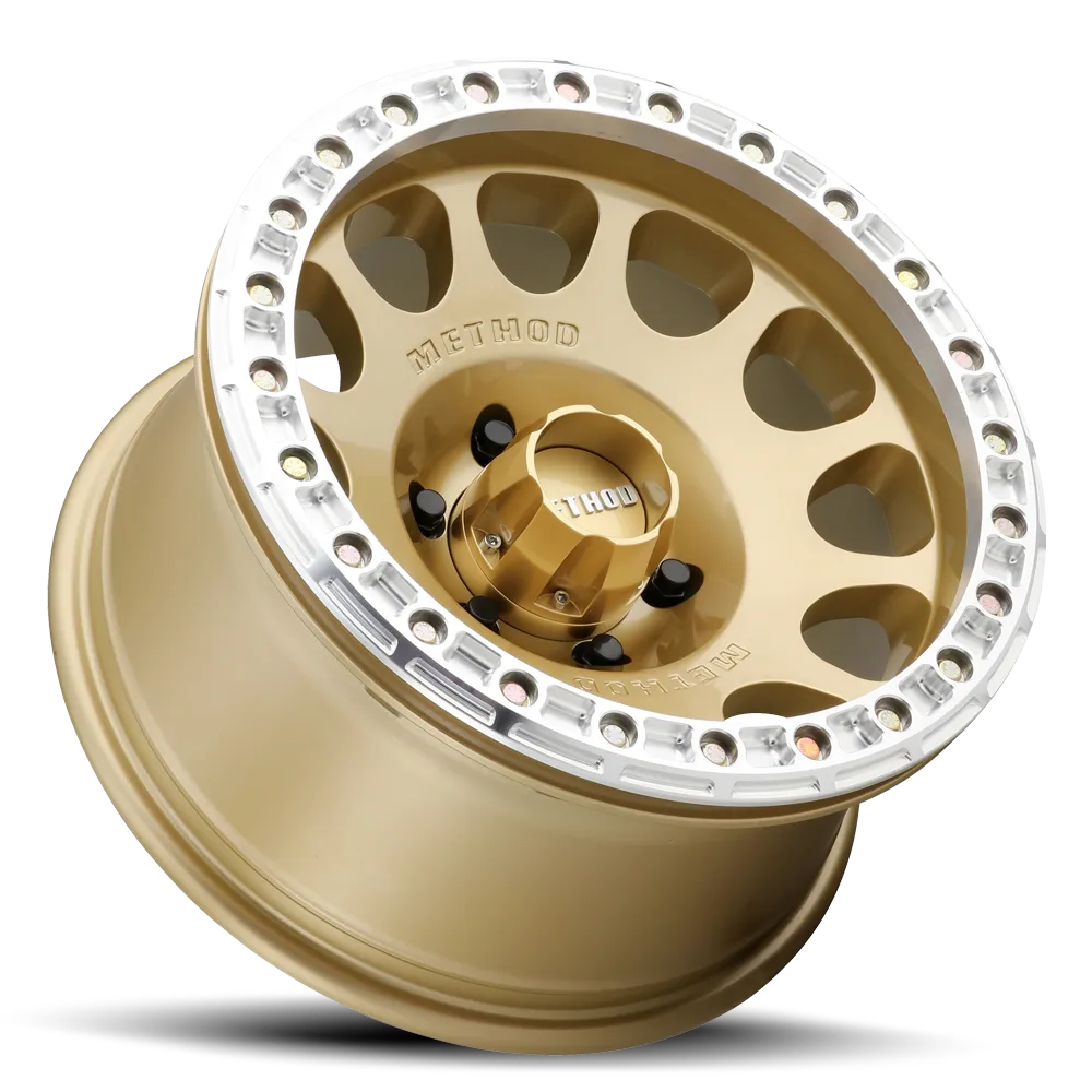 Method Race Wheels Aluminum Wheels 17x9 Beadlock MR105 Bolt Pattern 5 On 127 Offset -38 Lip Size 1.77 Gold GD Method