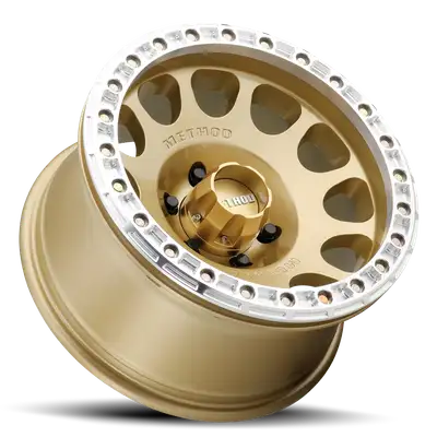 Method Race Wheels Aluminum Wheels 17x9 Beadlock MR105 Bolt Pattern 5 On 127 Offset -38 Lip Size 1.77 Gold GD Method
