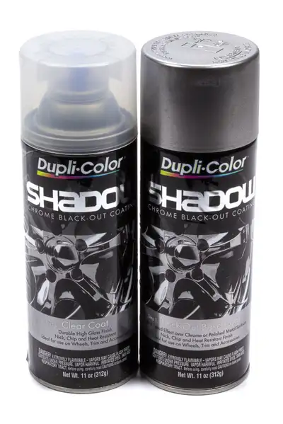 Dupli-Color Chrome Blackout Coating; Black/Clear; 11 Oz. 2can Aerosol Kit