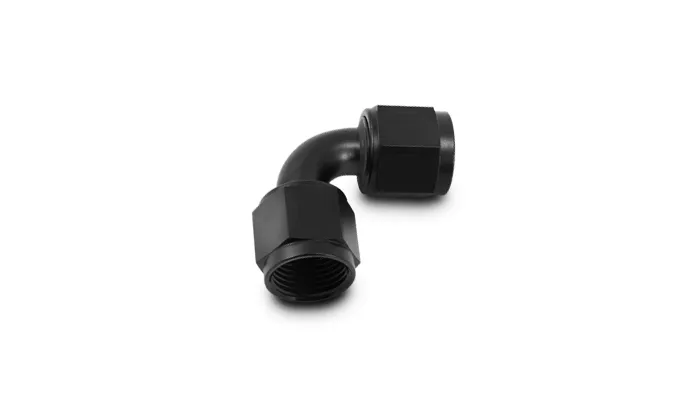Female 90 Degree Union Adapter Fitting; -20AN x -20AN; 6061 Aluminum; Black Anodized; product image