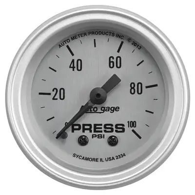 AutoMeter Gauge Console, Pressure, 2 1/16", 100psi, SLVR Dial, SLVR Bezel, AutoGage