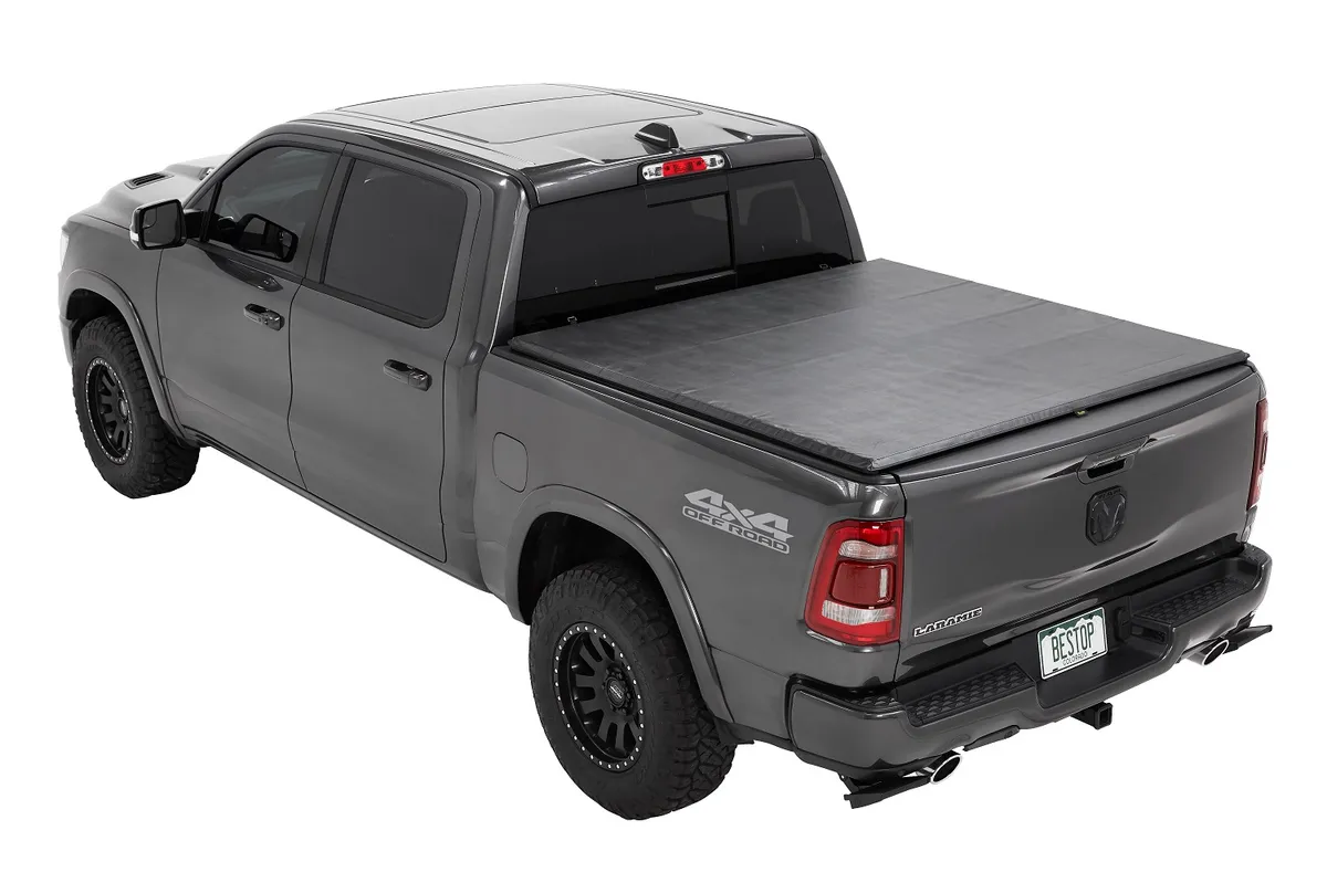 EZ-Roll Soft Tonneau Cover For Ram 2019-2024 1500 5.7 Foot Black Tailgate Spoiler Not Included Bestop product image