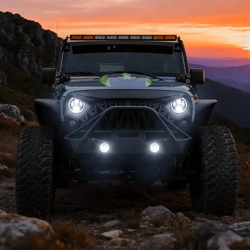 ã€Magic RGB Haloã€‘Jeep Wrangler JK LED Headlights & Fog Lights Kit w/ Amber Turn Signal (2007-2018) product image