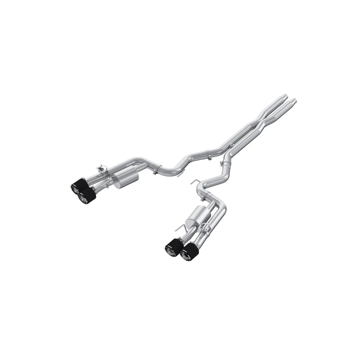 MBRP 2024-2025 Ford Mustang Dark Horse 5.0L T304 Stainless Steel 3 Cat-Back Quad Split Rear Exit with Carbon Fiber Tips Active S72843CF product image