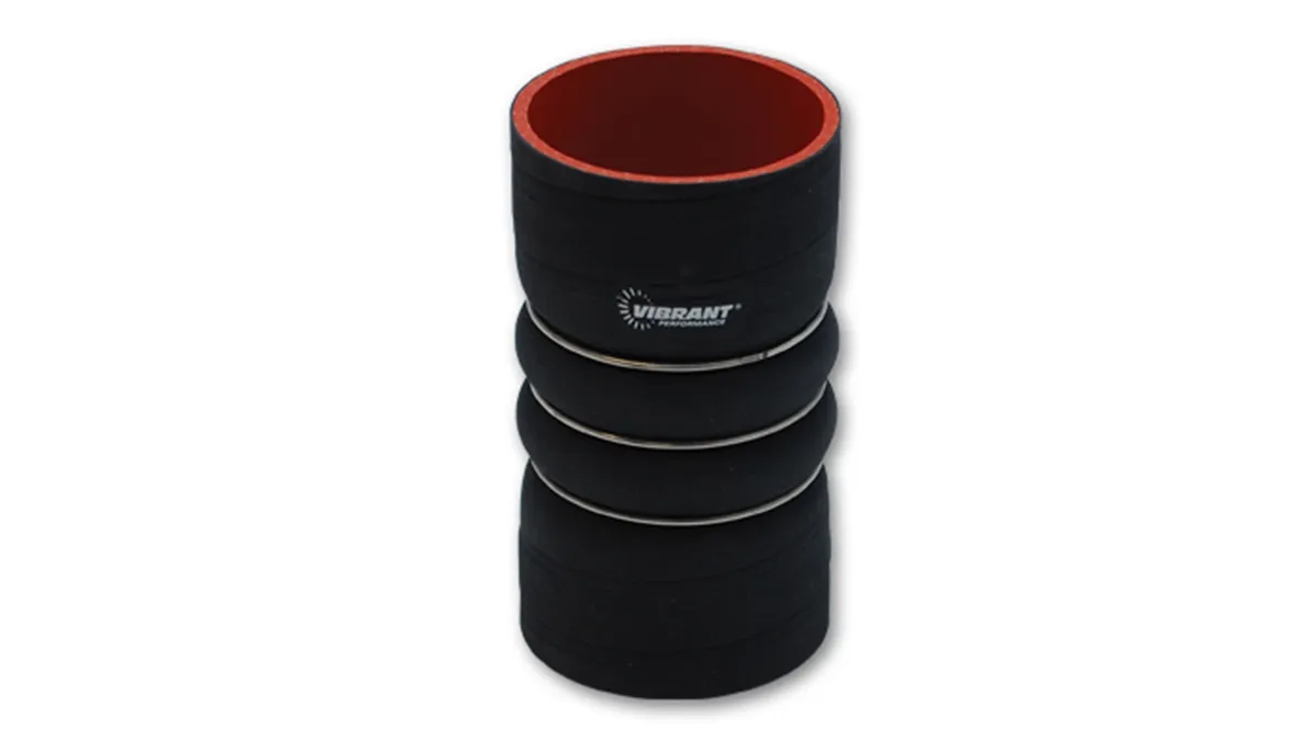 CAC Hose Coupler; 4 in. Hose ID; 7 in. Length; 3 Retaining Rings; 50 PSI Maximum Operating Pressure; 0.2 in. Wall Thickness; Black; product image