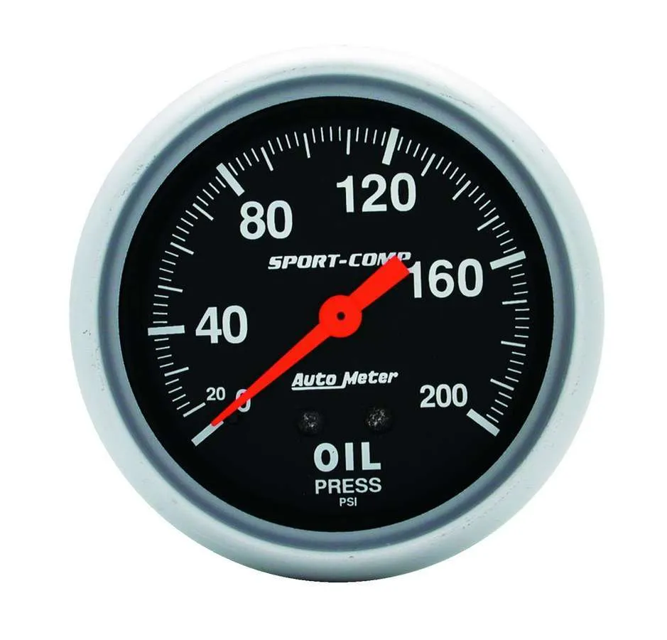 AutoMeter Gauge, Oil Pressure, 2 5/8", 200psi, Mechanical, Sport-Comp