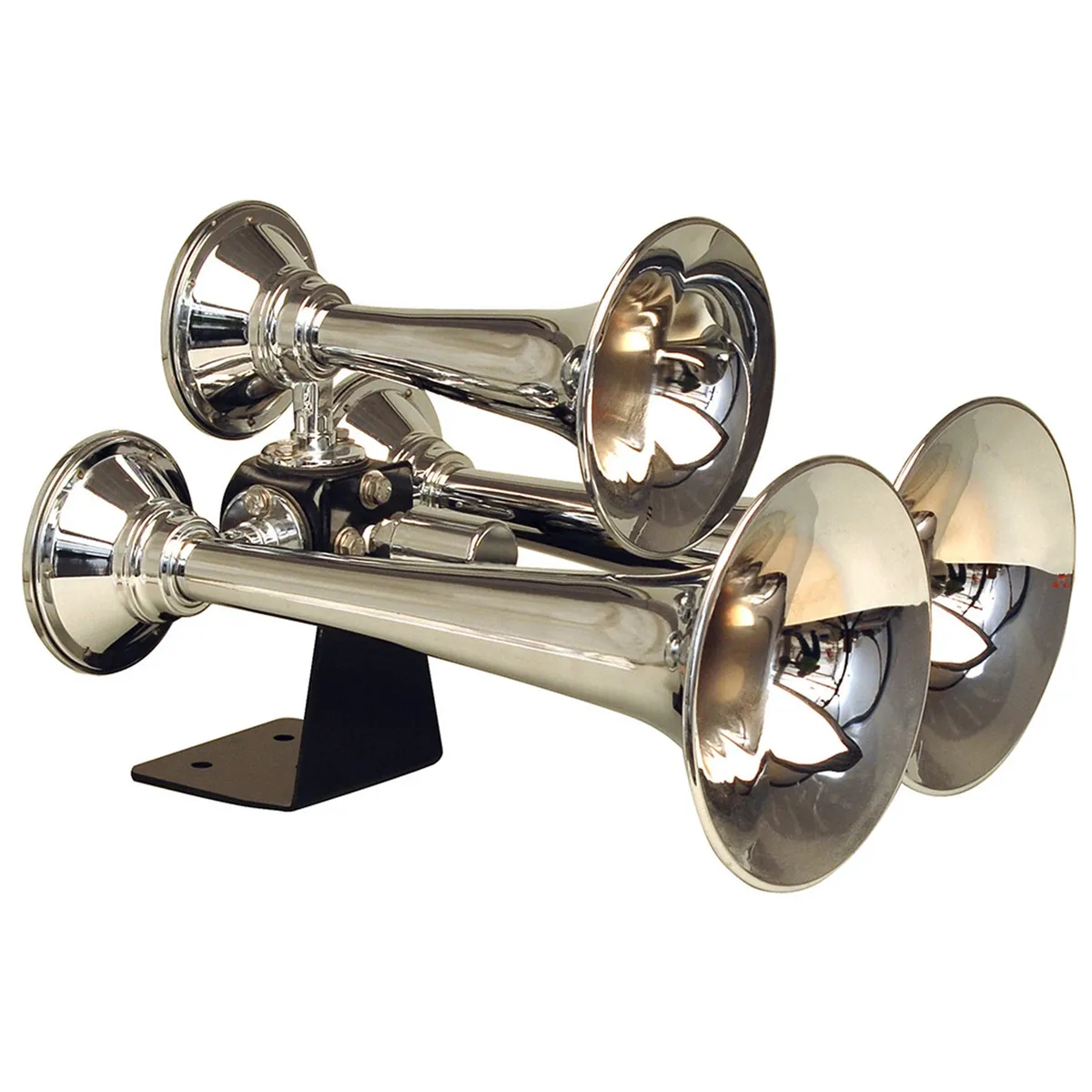 Chrome Triple Horn; 13.5 in. / 11.75 in. / 8.5 in. High Impact ABS Trumpets; Vortex 4 Solenoid; Chrome Plated Stainless Steel; product image