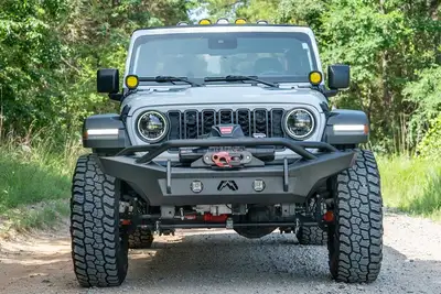 Fab Fours Lifestyle Winch Bumper; w/Pre-Runner Guard; Plate Steel; Carbon Black Powdercoat;