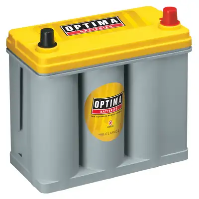 OPTIMA YellowTop® Deep Cycle Battery; UNBOXED; Grp. D51R; Cold Crank Amp 450; Crank Amp 575; Res. Capacity 66; Amp Hour 38; Top Terminal; L-9 5/16 in.; W-5 1/16 in.; H-8 15/16 in.;