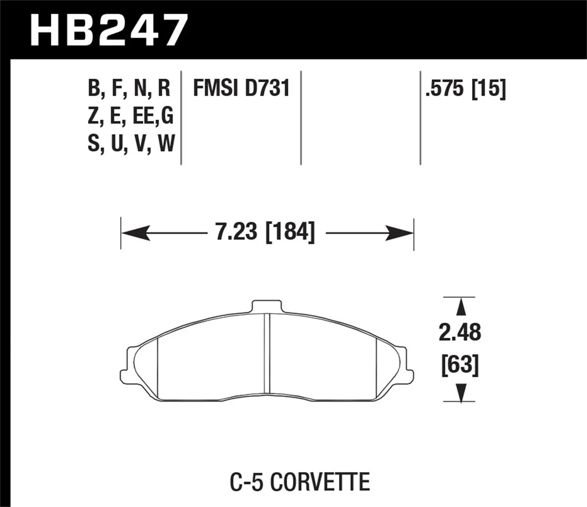 HPS Disc Brake Pad; 0.575 Thickness; product image