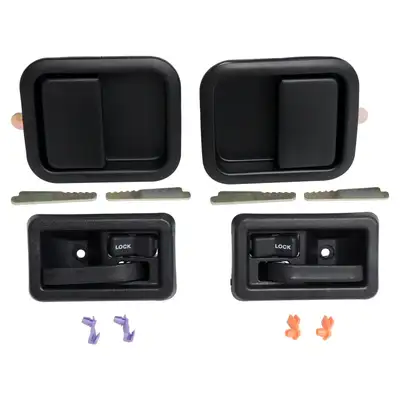 Crown Automotive Jeep Replacement Door Handle Kit; Incl. Handles/4 Keepers/Lock Rod Clips; w/Full Steel Doors; Black;