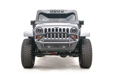 Fab Fours Stubby Bumper; w/Pre-Runner Guard; 2 Stage Matte Black Powder Coated;