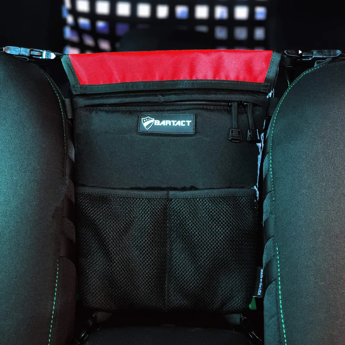 Between Front Seat Storage Bag / Backpack / Seat Back Organizer / Pet Barrier - FABRIC by Bartact - Universal - (Patent Pending) product image
