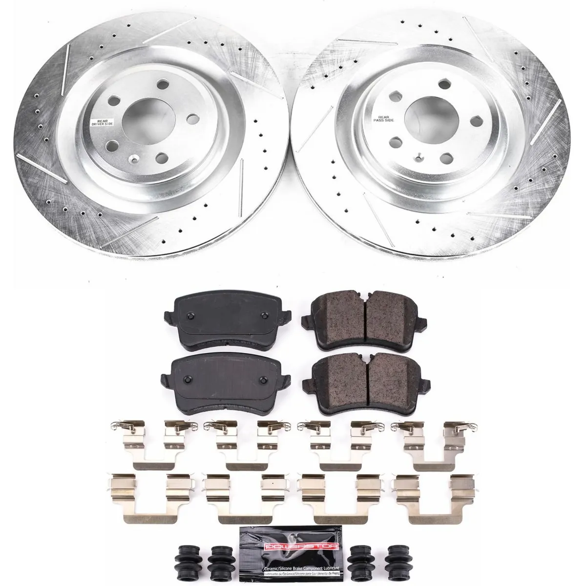 Z23 Evolution Sport Upgrade Kit: Drilled/Slotted Rotors; Carbon-Fiber Ceramic Pads W/Hardware; Pad Sensors product image