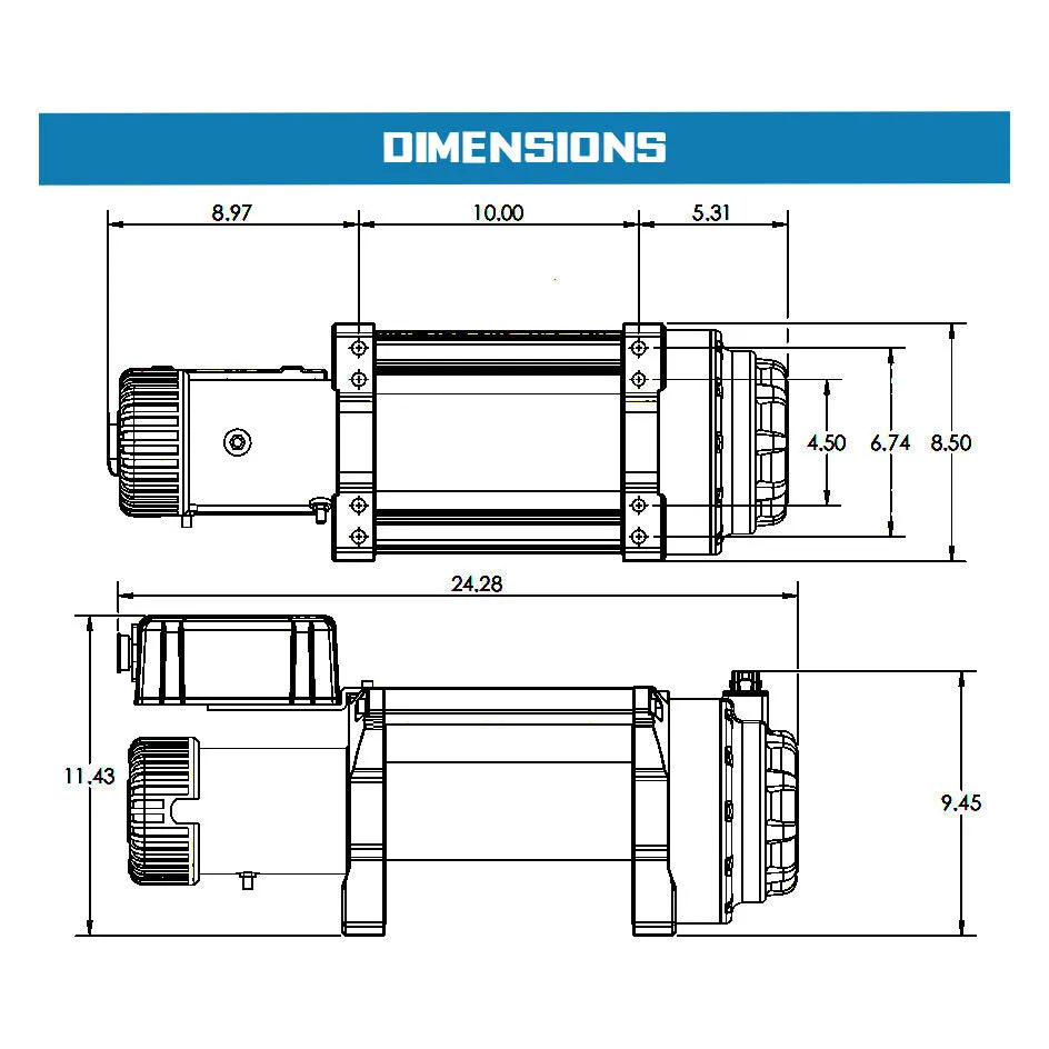 Tiger Shark 18000SR 18000lb 12V DC Winch with Synthetic Rope Black - 1518001 product image