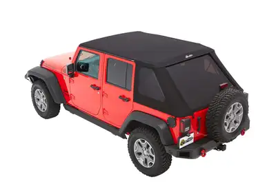 Bestop Trektop Slantback Soft Top For Jeep 2007-2018 Wrangler JK 4 Door Black Premium Twill Bestop
