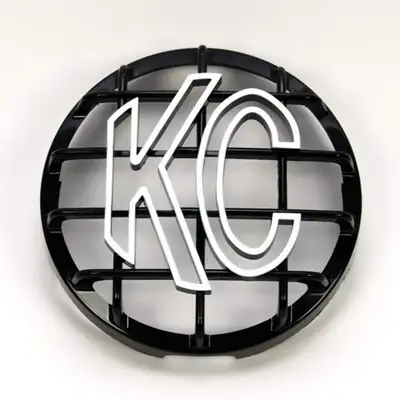 KC HiLiTES 6? Stone Guard - ABS Plastic - Black / White KC Logo