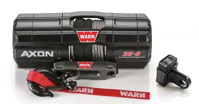 Warn WARN - AXON 35-S includes 50-ft. of lightweight, easy-to-handle 3/16-in. Spydura synthetic rope, Epic hawse fairlead, and black hook, and a rockerbar digital