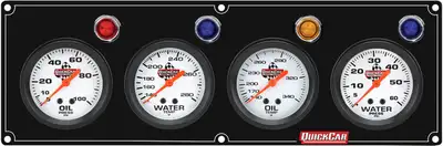 Quickcar Racing Products 4 Gauge Panel OP/WT//OT/WP Black