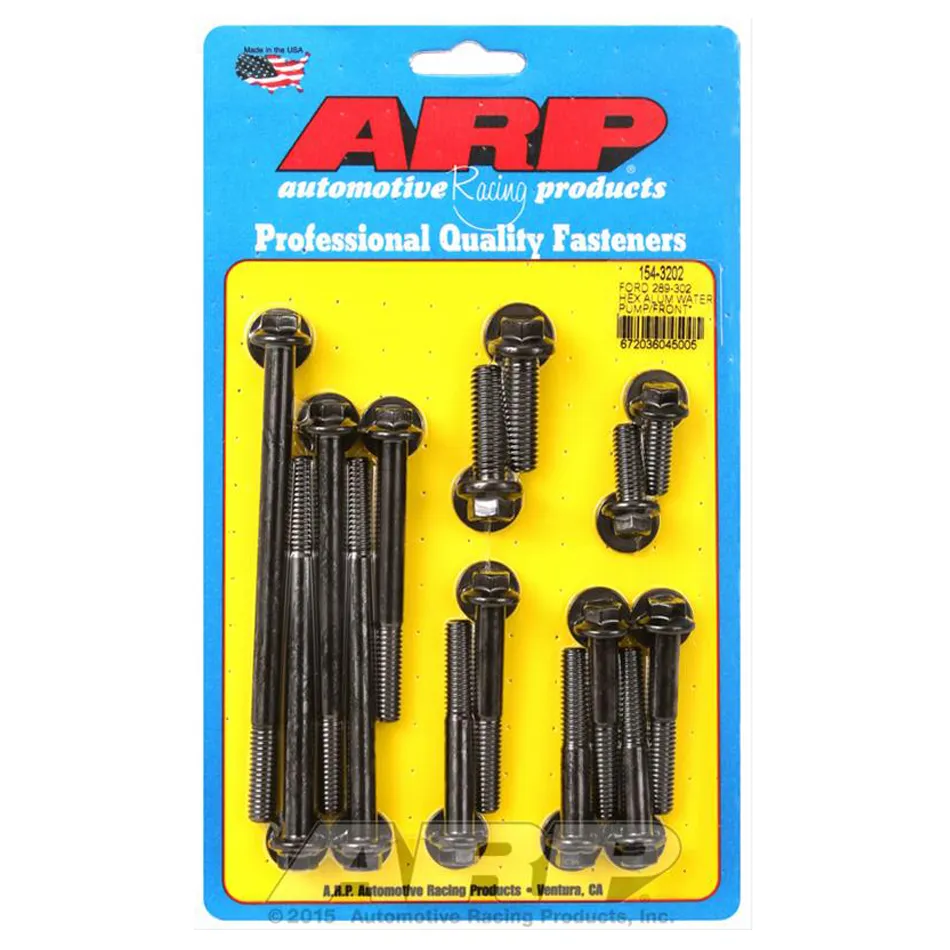 ARP Auto Racing Ford 289302 Hex Aluminum Water Pump And Front Cover Bolt Kit w/ Alum Tcover And Water Pump