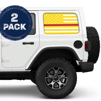 Under The Sun Inserts White & Yellow Thin Red Line Side Windows Printed Vinyl Decal