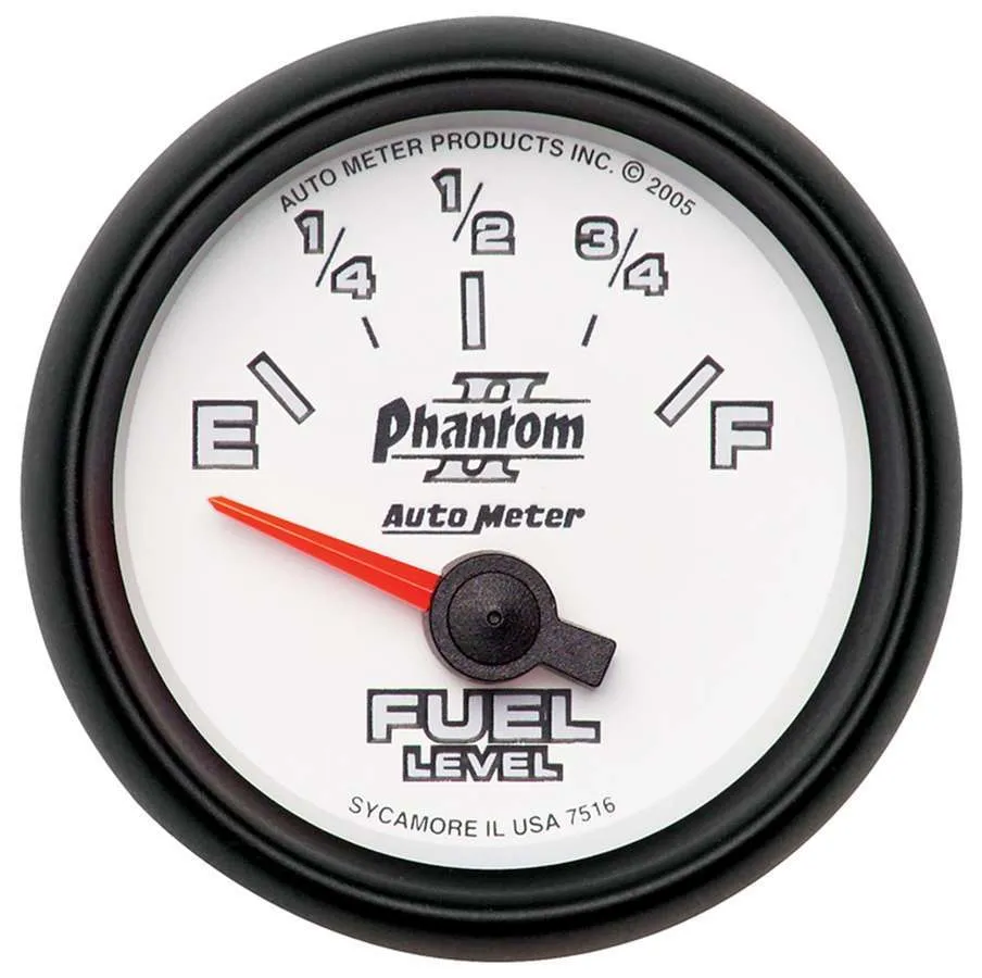 AutoMeter Gauge, Fuel Level, 2 1/16", 240OE to 33OF, Elec, Phantom II