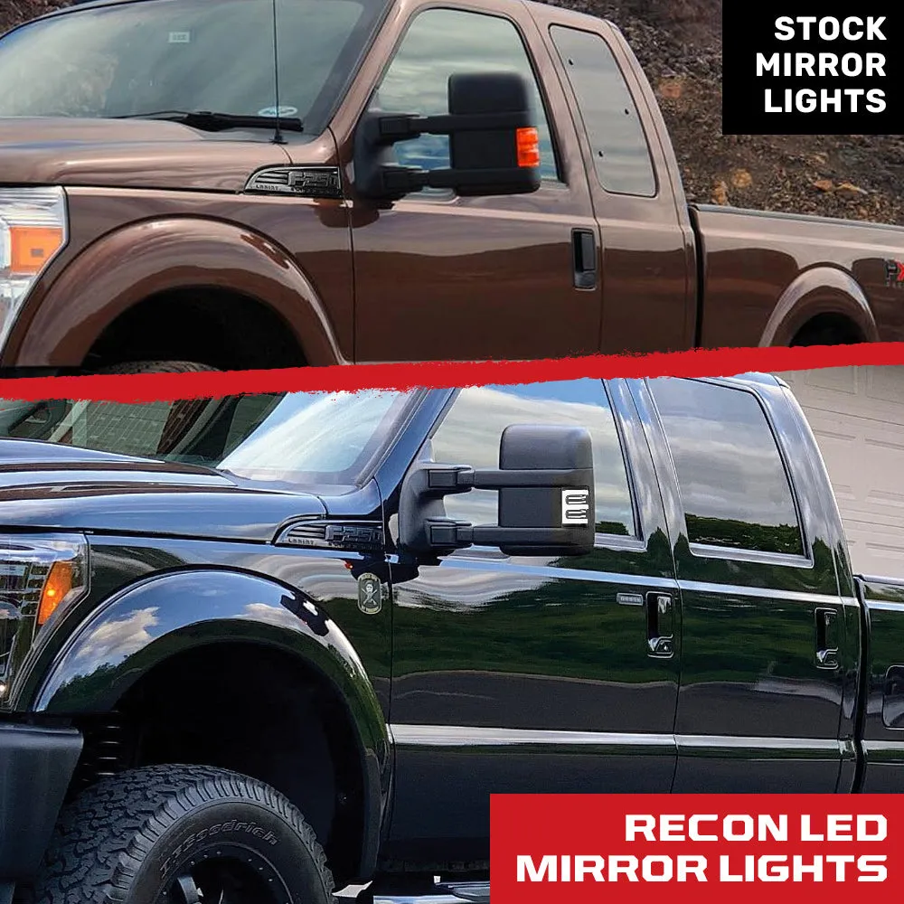 Ford 08-16 F250f350 Superduty Side Mirror Lenses 2-Piece Set w Ultra High-Power Amber Oled Running Lights Ultra High-Power Amber Scanning Oled Turn Signals - Smoked Lens product image