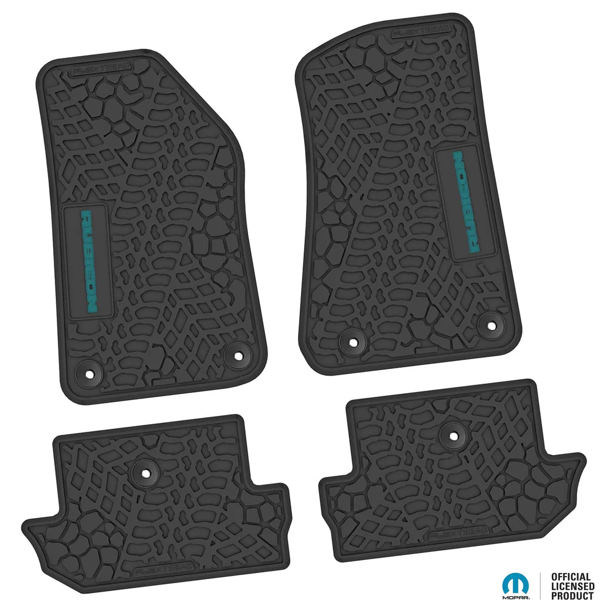 18-24 Jeep JL 2 Dr Front and RearTire Tread/Scorched Earth Scene w/ Rubicon Insert - Black w/ Light Blue Insert product image