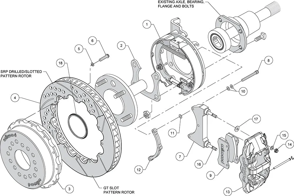 1964 - 1974 Buick, Chevrolet, Oldsmobile, Pontiac AERO4 Big Brake Rear Parking Brake Kit - 140-10953 product image