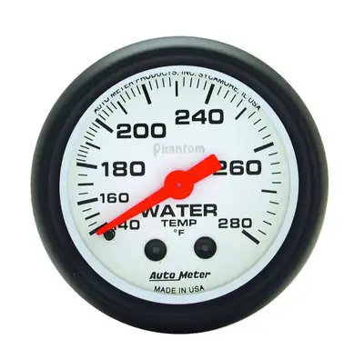 AutoMeter Gauge, Water Temp, 2 1/16", 140-280?F, Mechanical, Phantom