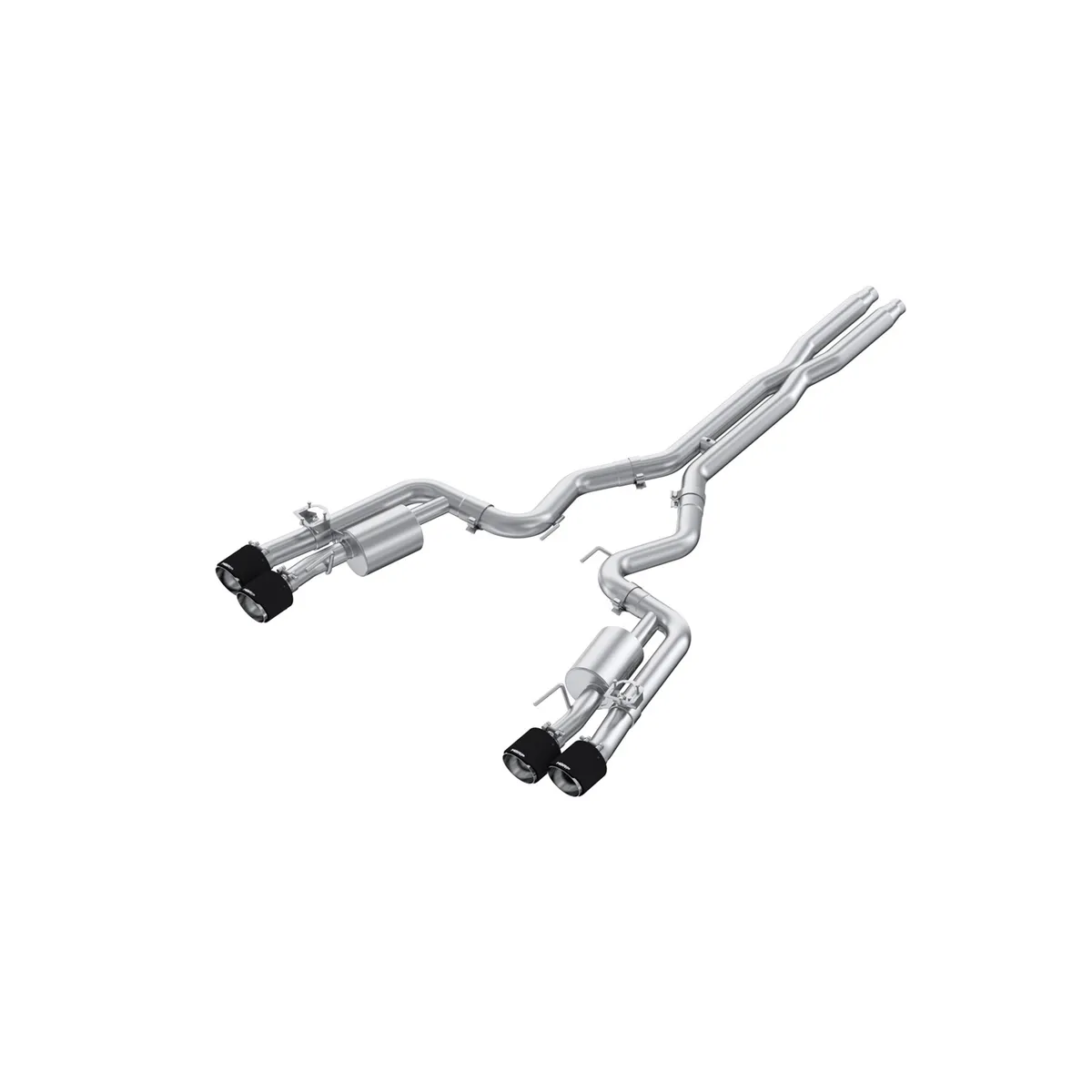 MBRP 2024-2025 Ford Mustang Dark Horse 5.0L T304 Stainless Steel 3 Cat-Back Quad Split Rear Exit with Carbon Fiber Tips Active S72843CF product image